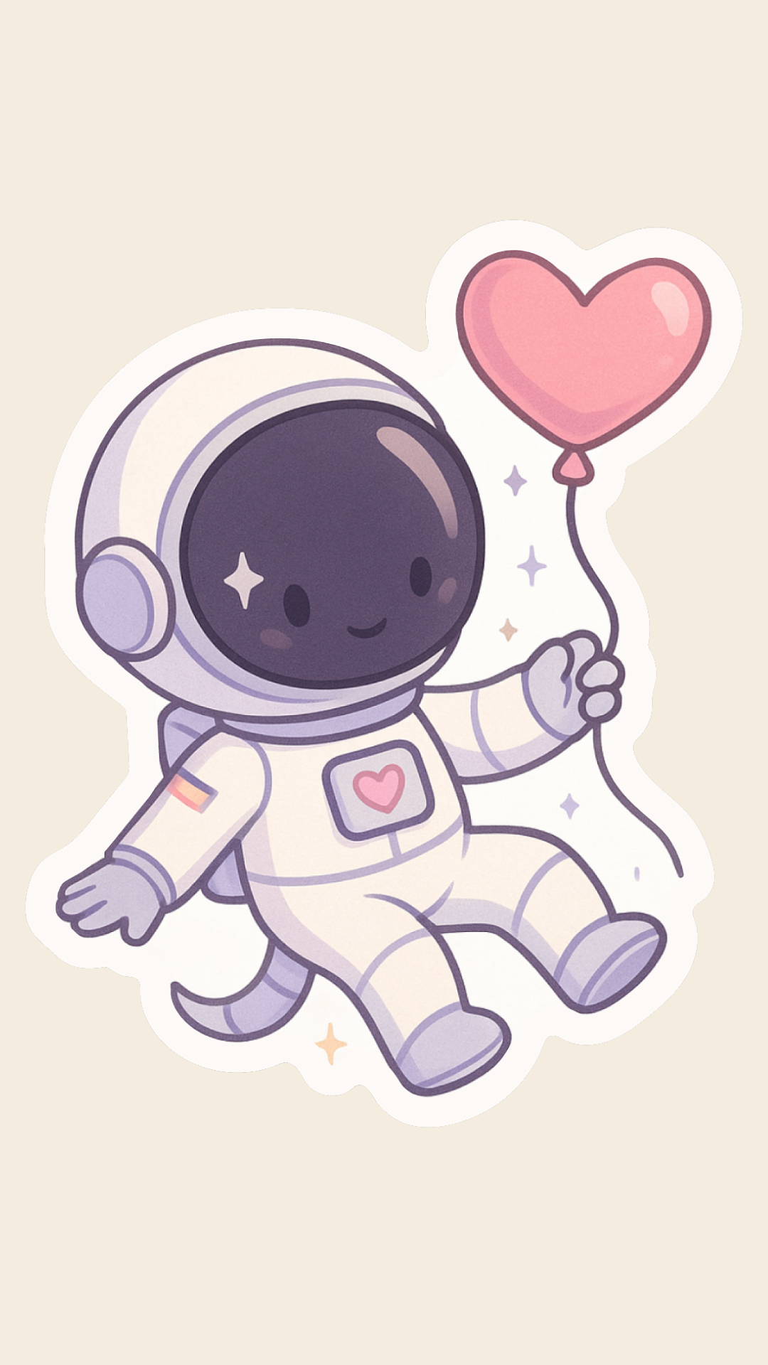 Love in Orbit Astronaut With Heart Balloon - Sticker