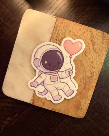 Love in Orbit Astronaut With Heart Balloon - Sticker