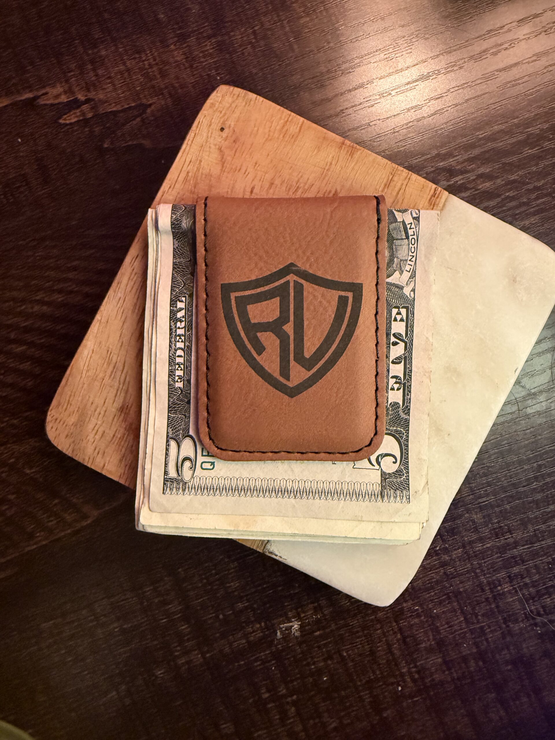 Monogrammed Leatherette Money Clip
