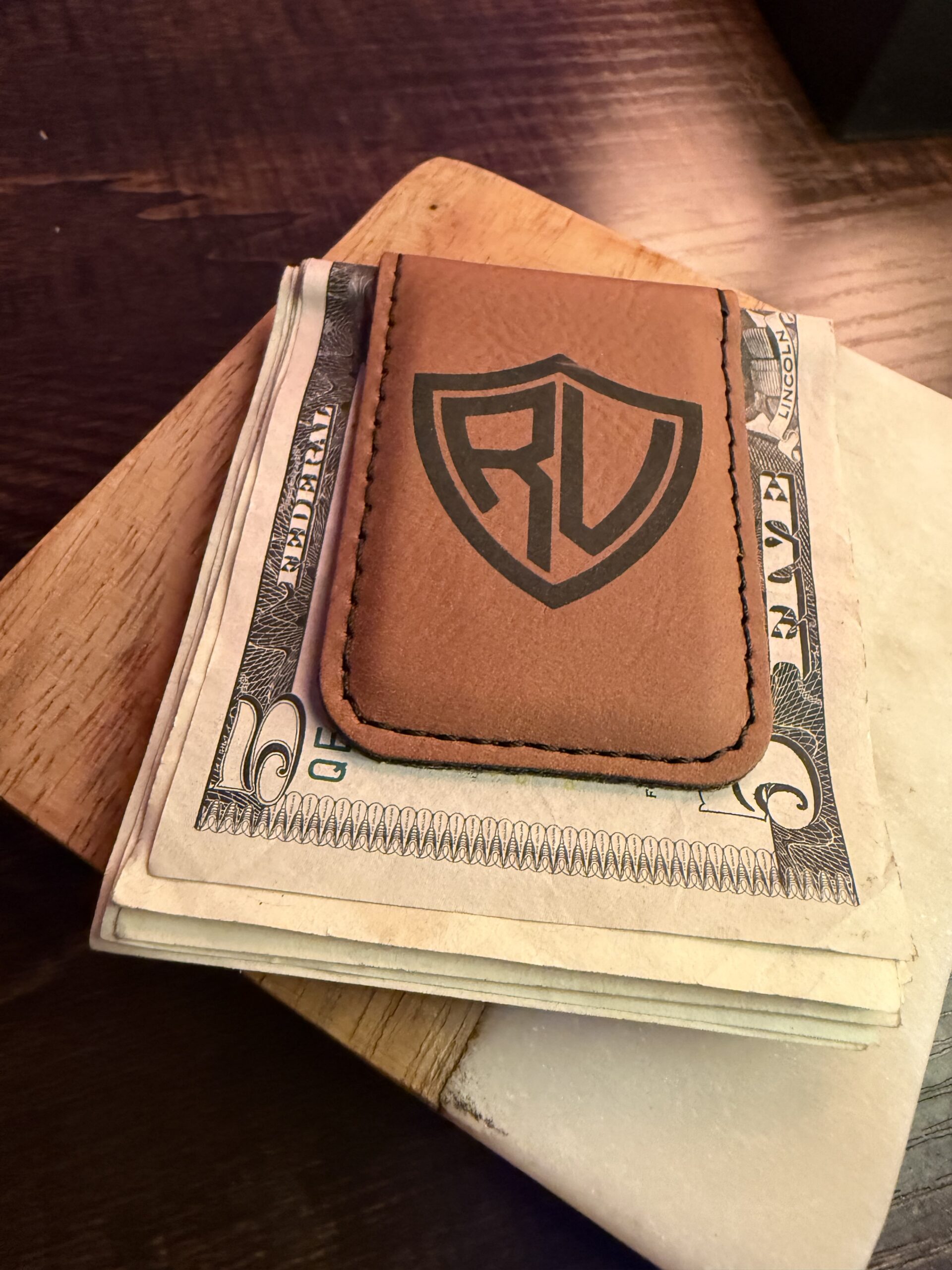 Monogrammed Leatherette Money Clip